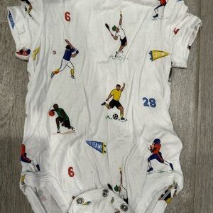 Sports-Themed Baby Bodysuit Onesie- White